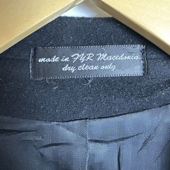 Christian Aujard Single Breasted Cashmere Blend Black 3 Button Overcoat Size 44R - Picture 6 of 16